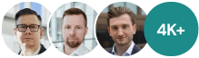 Three profile photos beside a 4K+ badge